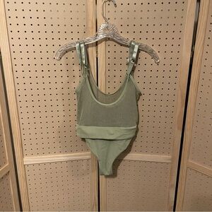 Green Mesh One-Piece Swimsuit medium